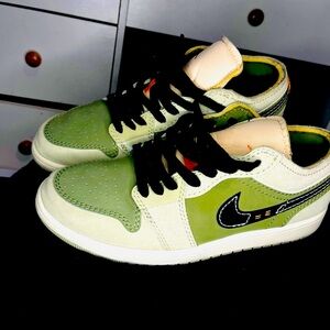 Jordan Green and Cream Athletic Shoes with Sporty Design